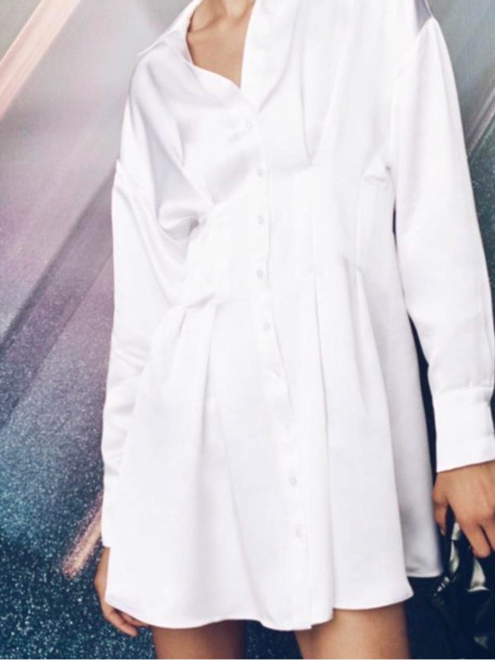 Zara White Button-Front Shirt Mini Dress - Picture 1 of 4